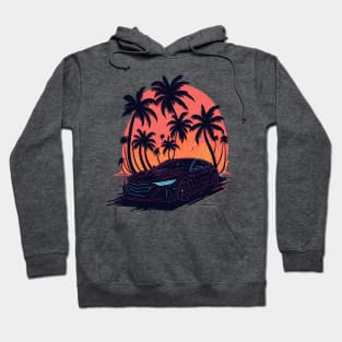 car sunset palm trees Hoodie